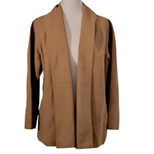 Suede Cardigan Open Jacket Doncaster Tan Leather Blazer Size 10 Vintage Brown